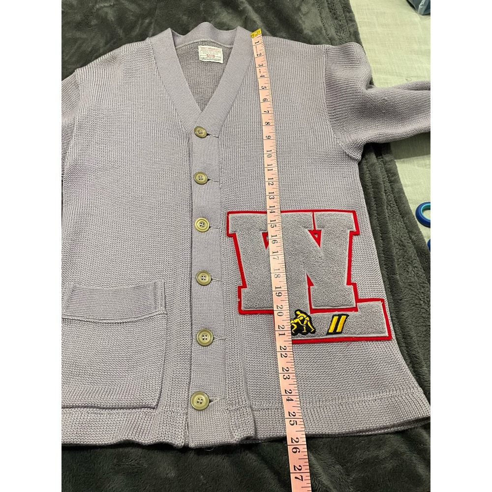 VTG McMillan Sans Knit Varsity Sweater Cardigan Worsted Wool Wrestling Grandpa - Picture 9 of 12